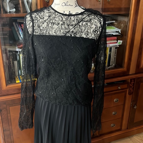 chinese dress ladies RALPH LAUREN Size 10 Black Cotton Blend Lace Short Sleeve Dress